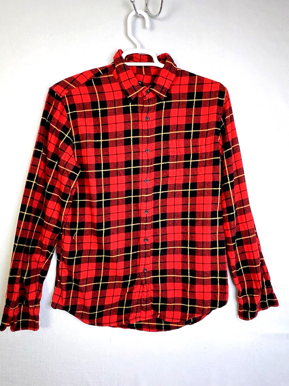 J Crew Flannel Shirt Men's Large Red Black Plaid Outdoors GORPCORE Casual Work